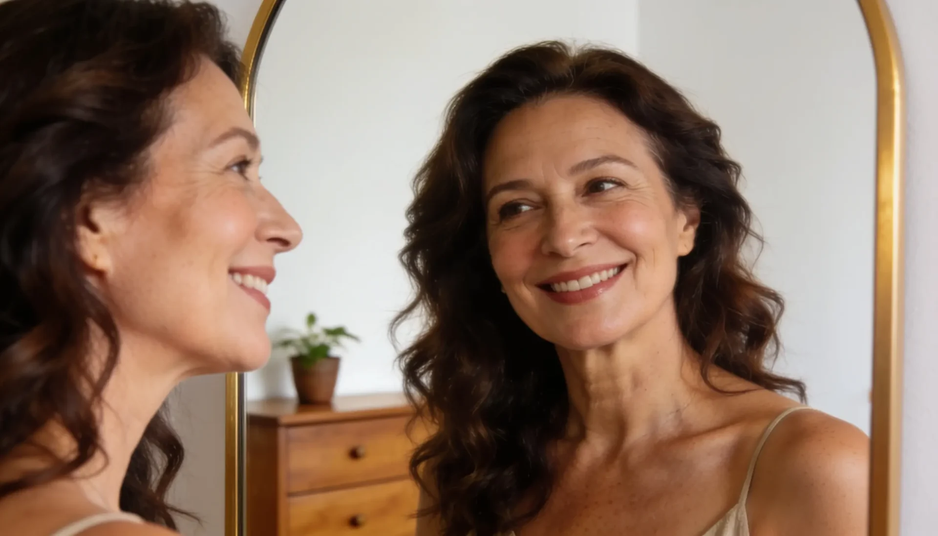 Confident woman with full, healthy hair enjoying life